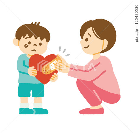 傷ついた子供の心に寄り添い、励まそうとする母親のイラスト 気持ち 感情 手書き 傷ついた子供の心に寄り添い、励まそうとする母親のイラスト 気持ち 感情 手書き 125420530