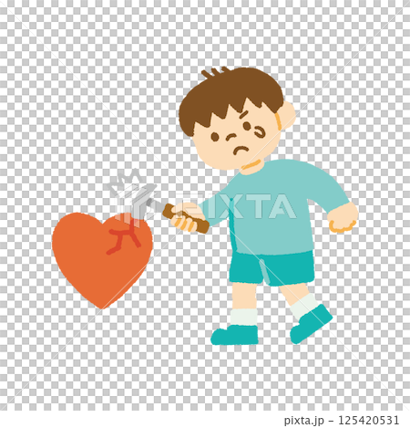 孩子傷害自己的插圖感受情緒手寫 125420531