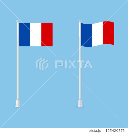 France flag on pole. 125420773