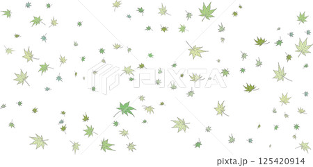 風に舞うもみじの葉　濃淡の葉のイラスト素材 125420914