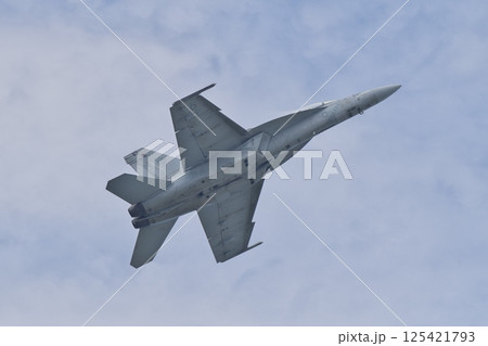 岩国基地航空ショーでデモフライトを行うアメリカ海軍のF/A-18F　スーパーホーネット 125421793