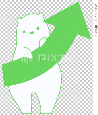 A gently rising arrow and a polar bear (green) 125422352