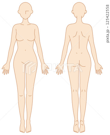 女性のシンプルなヌードイラスト（前後） 125422558