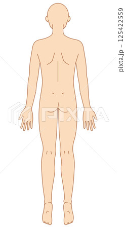 後ろ姿の男性のシンプルなヌードイラスト 125422559