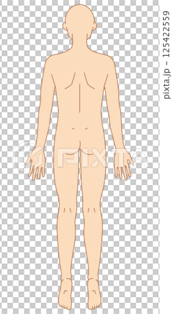 後ろ姿の男性のシンプルなヌードイラスト 125422559