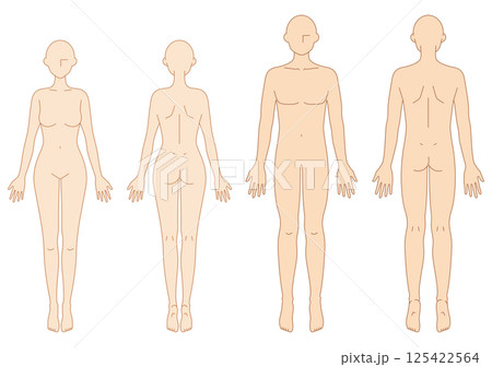 男女のシンプルなヌードイラスト(前後) 男女のシンプルなヌードイラスト(前後) 125422564