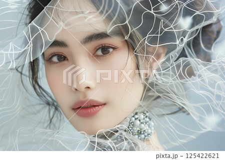 2050年未来トレンドを意識した日本人ヘアメイクスタイル 美人女性像を生成AIで表現(横写真) 2050年未来トレンドを意識した日本人ヘアメイクスタイル 美人女性像を生成AIで表現(横写真) 125422621