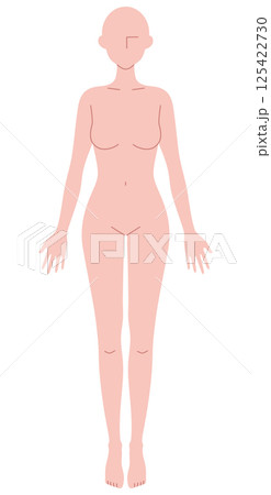 前を向いた女性のシンプルなヌードイラスト 125422730