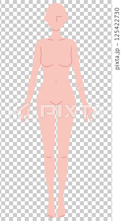 前を向いた女性のシンプルなヌードイラスト 125422730