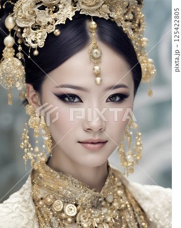 2100年未来トレンドを意識したアジア人ヘアメイクスタイル 美人女性像を生成AIで表現(縦写真) 2100年未来トレンドを意識したアジア人ヘアメイクスタイル 美人女性像を生成AIで表現(縦写真) 125422805