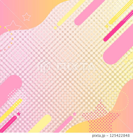 Sparkling geometric pattern background material seamless frame shape wave gradation pink yellow 125422848