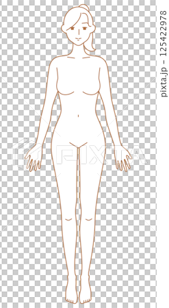 前を向いた女性のシンプルなヌードイラスト 125422978