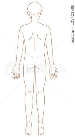 後ろ姿の男性のシンプルなヌードイラスト 125422980