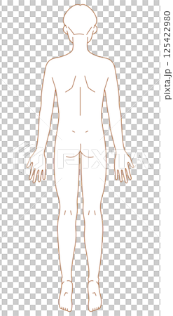 後ろ姿の男性のシンプルなヌードイラスト 125422980
