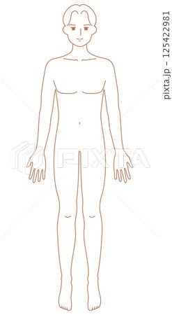 前を向いた男性のシンプルなヌードイラスト 125422981