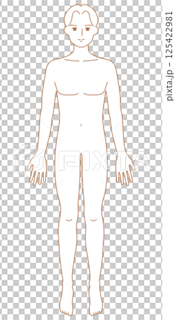 前を向いた男性のシンプルなヌードイラスト 125422981