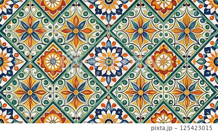portuguese ceramic patterns moroccan mosaic spanish  Minimal Vector texture seamless vector  125423015