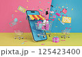shopping cart on smartphone 125423400