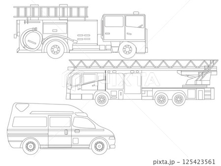 はたらく車の線画イラスト 125423561