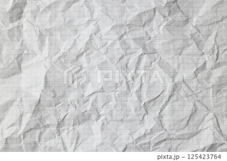 white crumpled wrinkled checkered paper sheet 125423764
