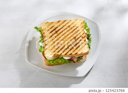 club sandwich on white plate club sandwich on white plate 125423766