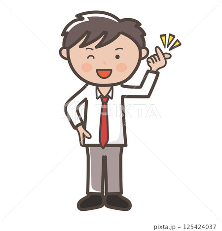 キュンですポーズをするかわいい男子高校生の全身イラスト 125424037