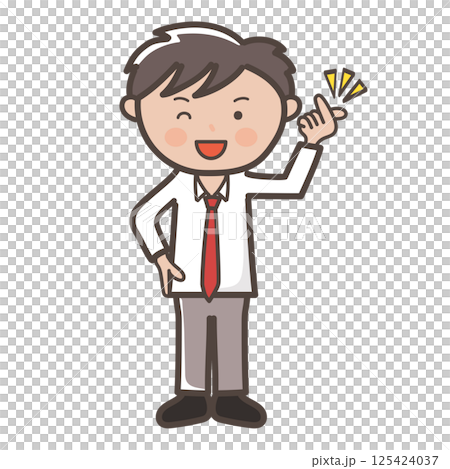 キュンですポーズをするかわいい男子高校生の全身イラスト 125424037