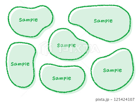 手描きのクレヨン素材　ラフな形のフレームセット 125424107