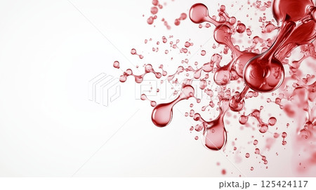 Abstract red liquid molecules on white background 125424117