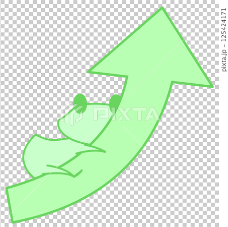 右傾斜箭頭和青蛙（綠色） 125424171