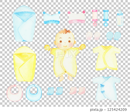水彩嬰兒插圖集 125424209