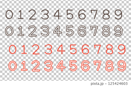 Cute simple red and black handwritten numbers set Cute simple red and black handwritten numbers set 125424603