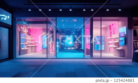 動線とブラーが走るハイテク設計図（ai生成画像） 125424881