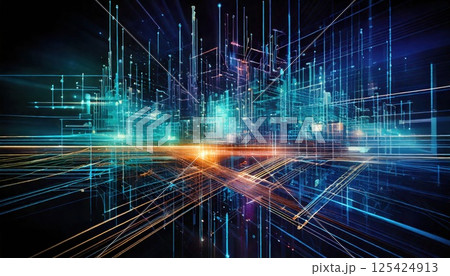 影と光が調和するサイバーテックUI背景（ai生成画像） 125424913