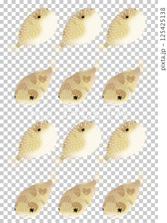 Cute porcupine fish pattern illustration Cute porcupine fish pattern illustration 125425138