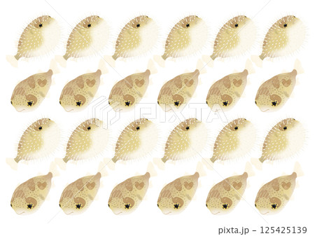 かわいいハリセンボンのパターンイラスト 125425139