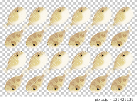 かわいいハリセンボンのパターンイラスト 125425139