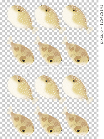 かわいいハリセンボンのパターンイラスト 125425141