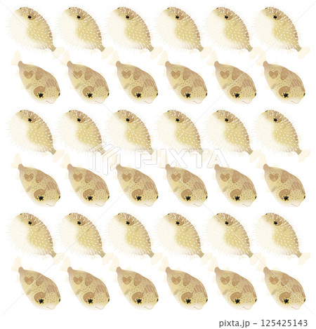 かわいいハリセンボンのパターンイラスト 125425143