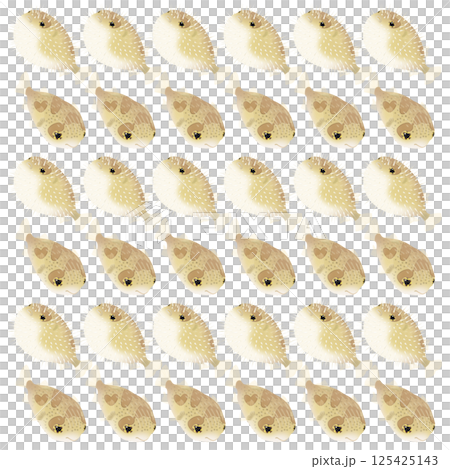 かわいいハリセンボンのパターンイラスト 125425143