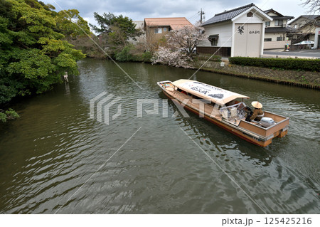 松江市 松江城の堀川めぐり 桜の季節 松江市 松江城の堀川めぐり 桜の季節 125425216
