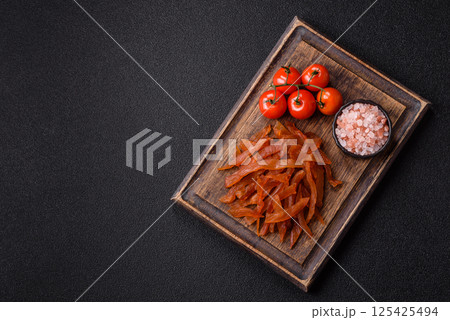 Jerky, dried turkey meat with salt and spices 125425494