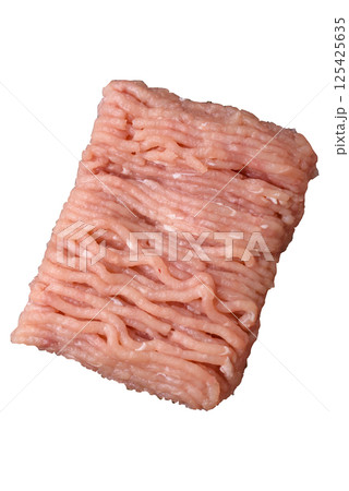 Raw minced chicken with salt, spices and herbs 125425635