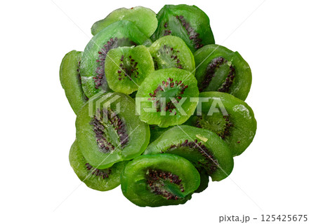 Dried sweet green kiwi or candied fruit 125425675
