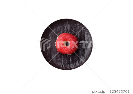 Donut shaped sushi rolls with salmon, shrimp and tuna Donut shaped sushi rolls with salmon, shrimp and tuna 125425701