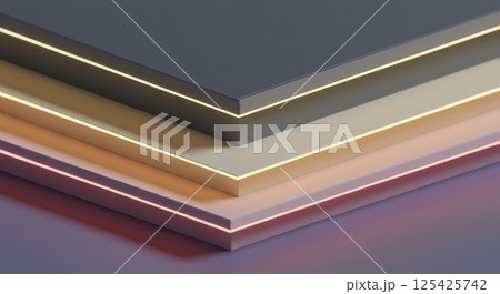 ネオンで浮かぶ対称3Dデータフレーム（ai生成画像） 125425742
