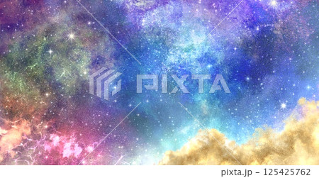 宇宙をイメージしたカラフルな星空のイラストレーション 125425762