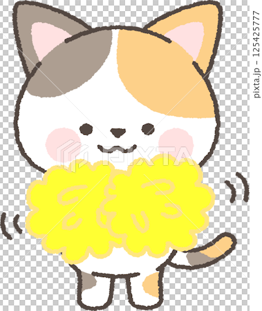 印花布貓用絨球歡呼 125425777