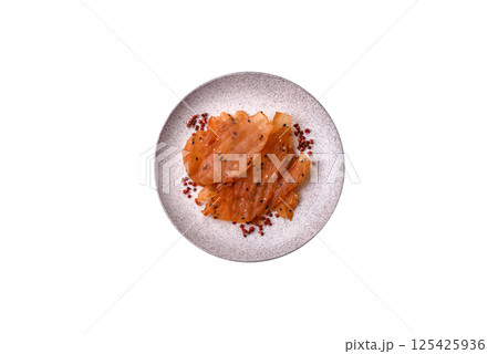 Jerky, dried chicken meat with salt and spices 125425936