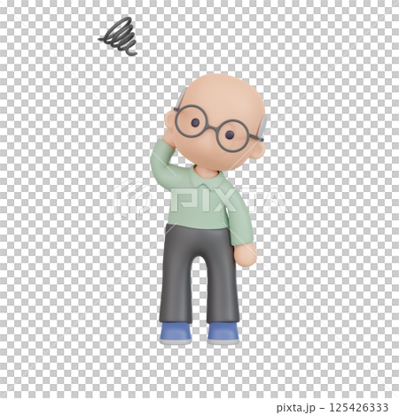 3DCG | Senior man who has many worries and is troubled 3DCG | Senior man who has many worries and is troubled 125426333